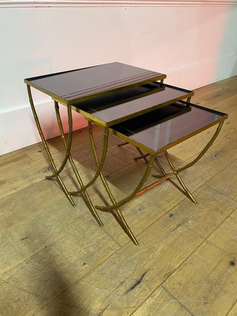 Nest Of Maison Bagues Brass And Glass Side Tables