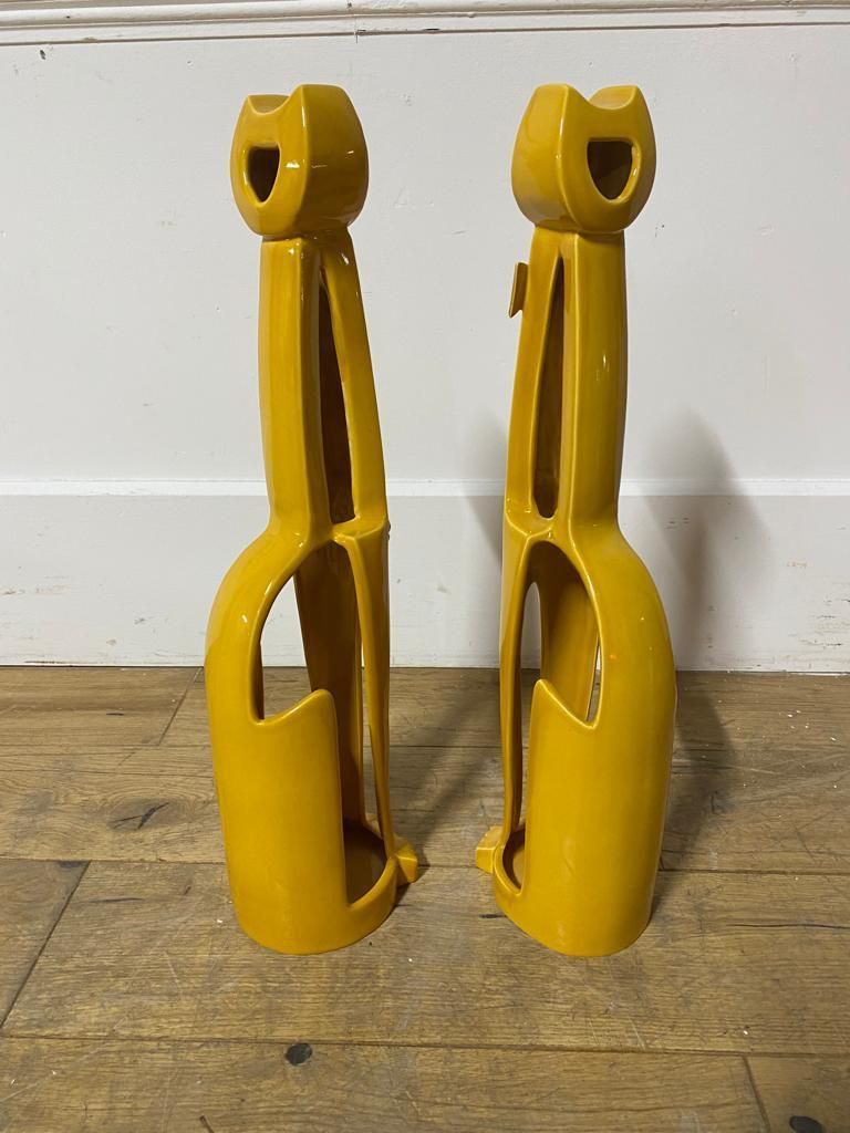 Mid Century Zsolnay Cat Candle Holders photo for sale