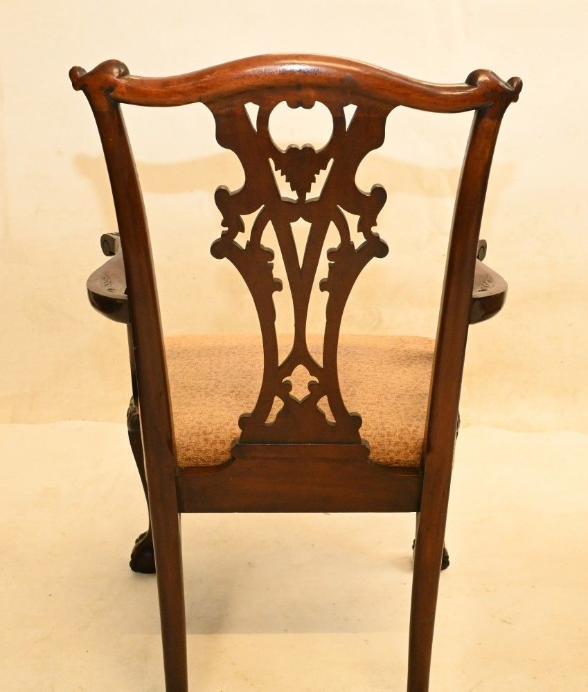 Set Gothic Chippendale Dining Chairs Mahogany Antique 1890 photo buy
