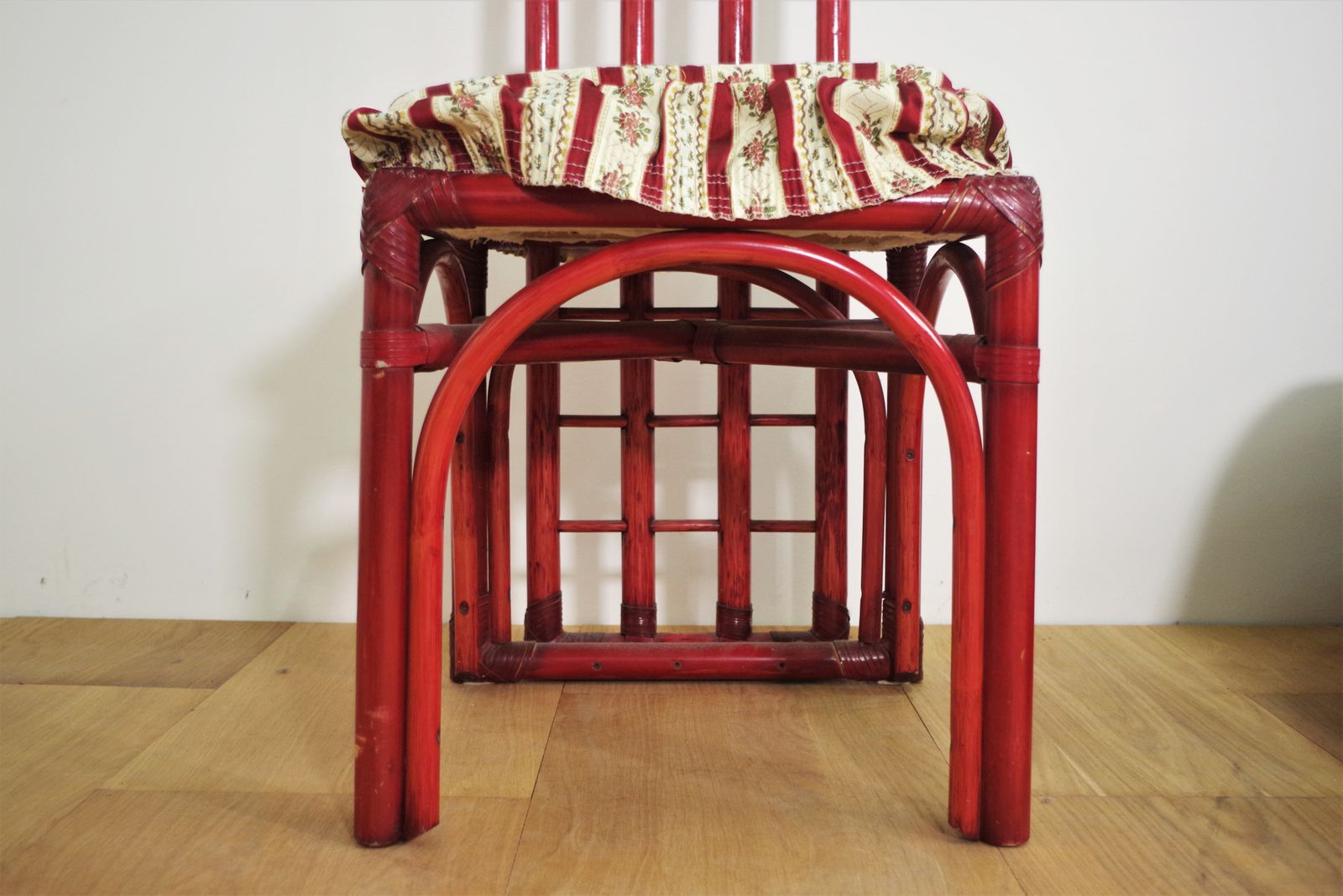 Red Bamboo Table And Chairs Set By Arturo Pozzoli, 80s photo buy