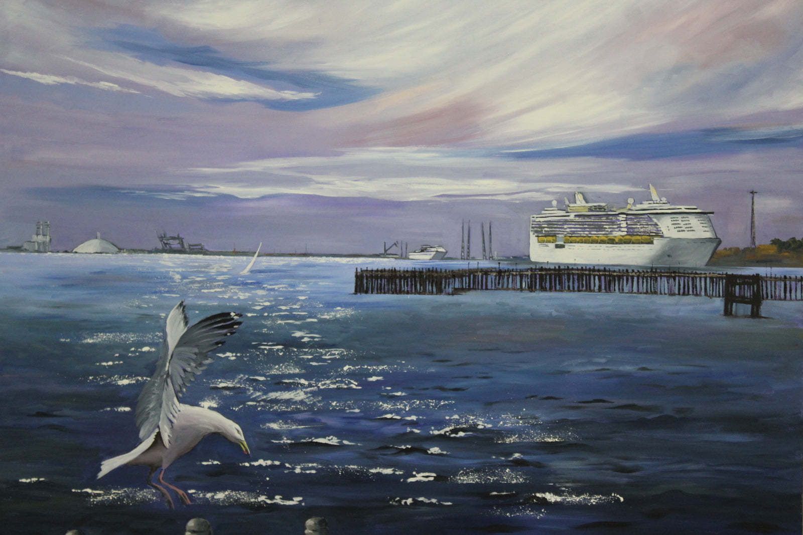 Large Seascape Oil Painting, Mid 20th Century photo buy
