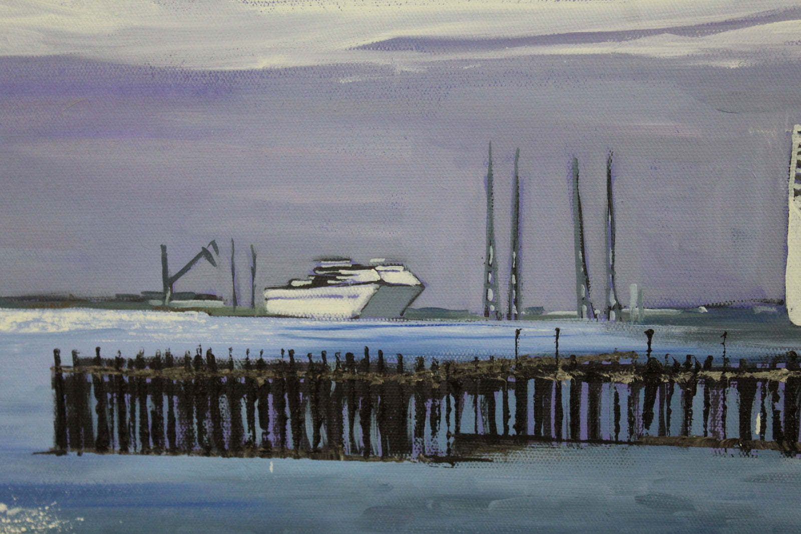 Art Large Seascape Oil Painting, Mid 20th Century photo