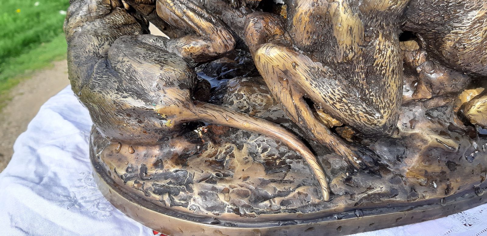 photo for sale 19th Century Bronze, Boar And 6 Dogs,