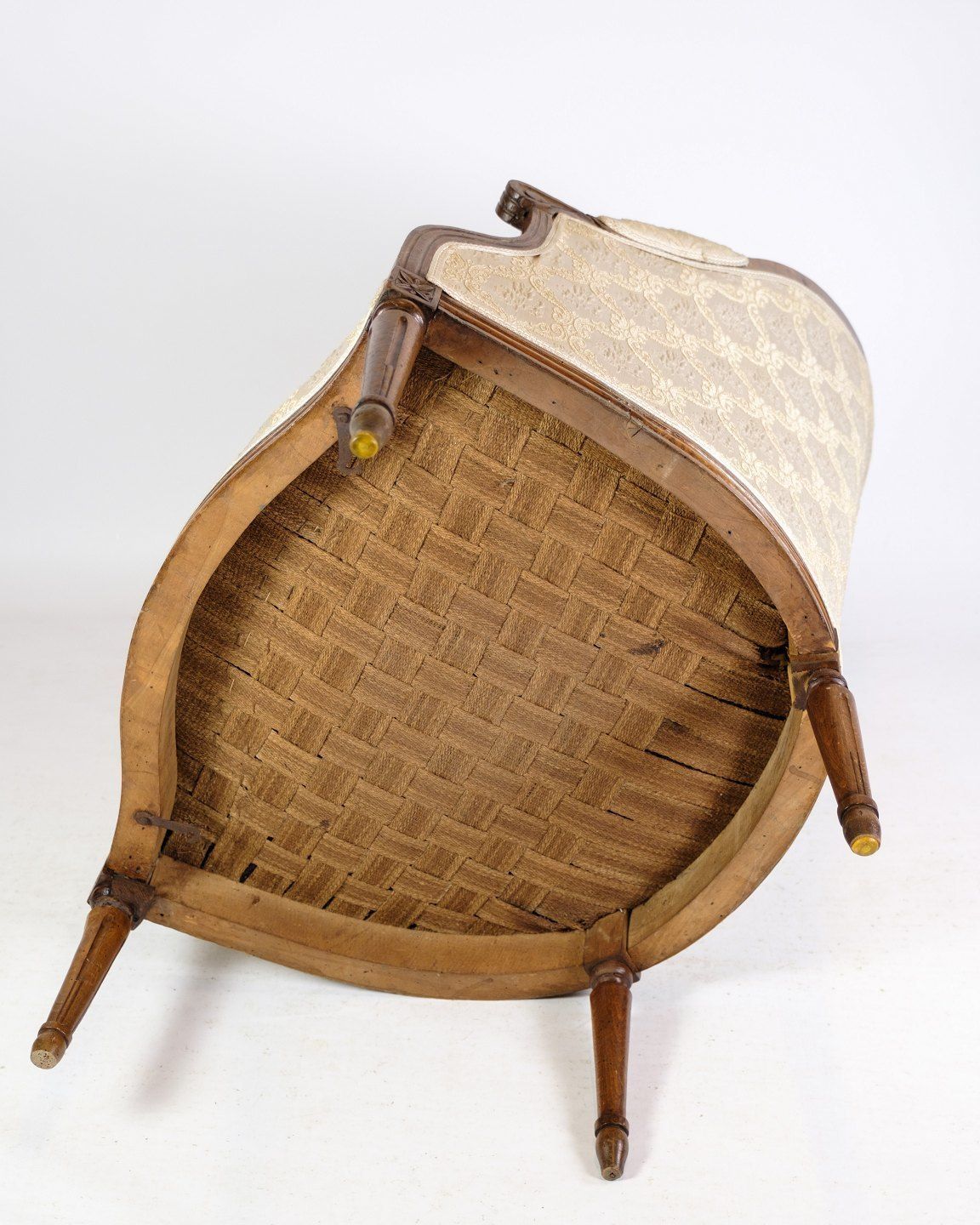 A Set Of Two Louise Seize Chairs In Polished Mahogany With Brightly Decorated Fabric From 1880s. photo vintage
