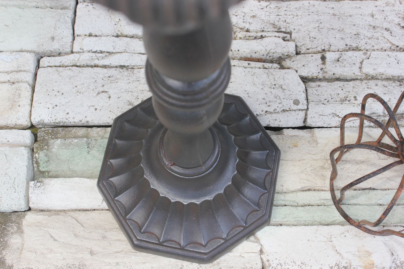 photo furniture Large Cast Iron Candlestick Floor Metal Candle Holder Tall Light Early 20th Century