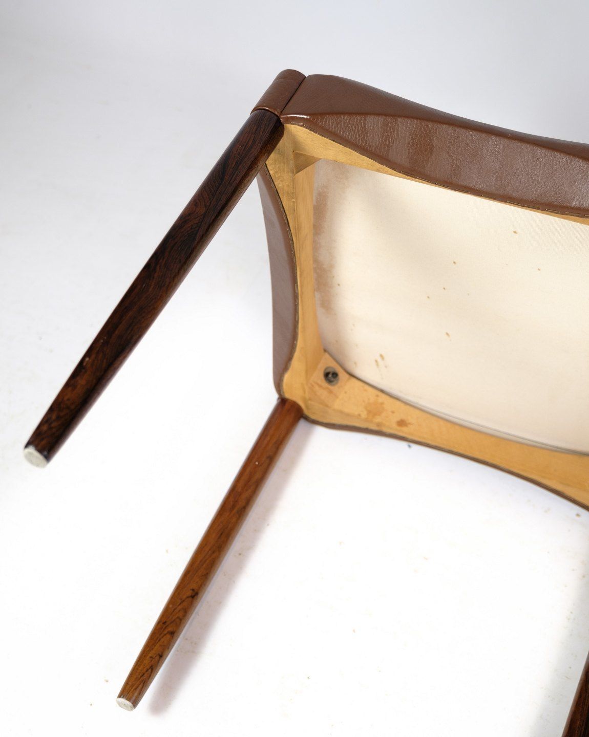 A Set Of 6 Chairs Of Danish Design Made In Solid Rosewood With Brown Leather From 1960s. photo vintage