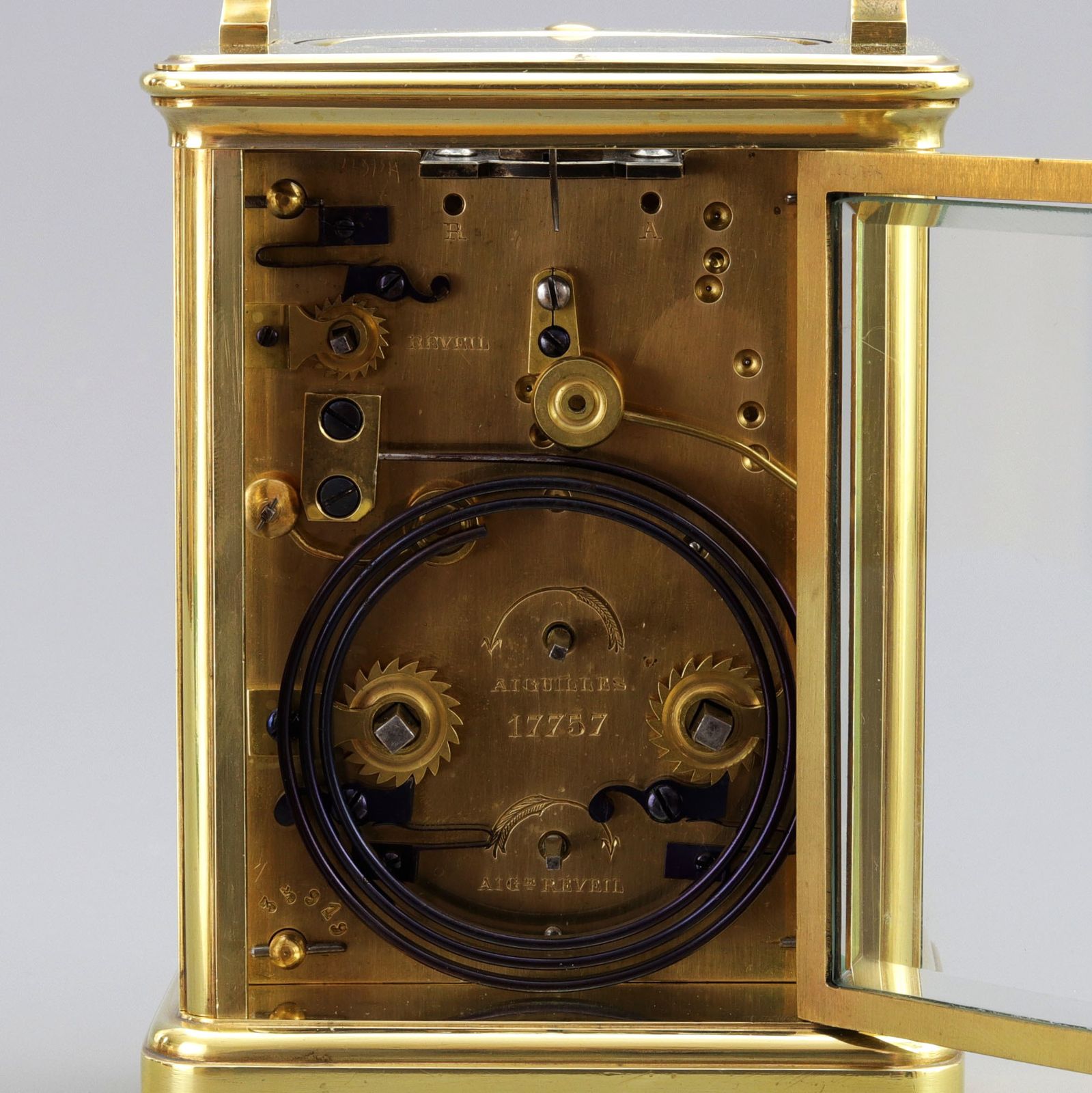 photo furniture Antique French Striking Repeat Carriage Clock With Alarm By Leroy & Cie C1900