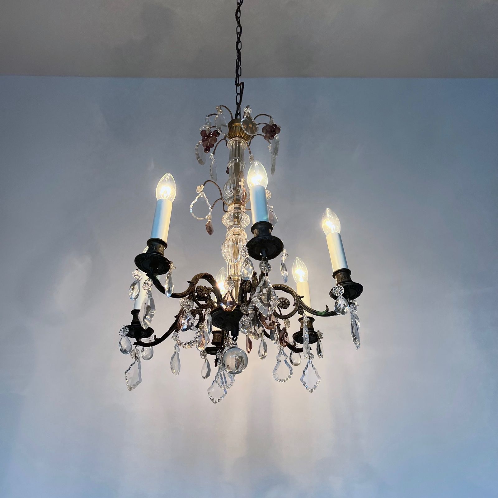 photo for sale Early 1900s French Newly Electrified Candelabra Chandelier