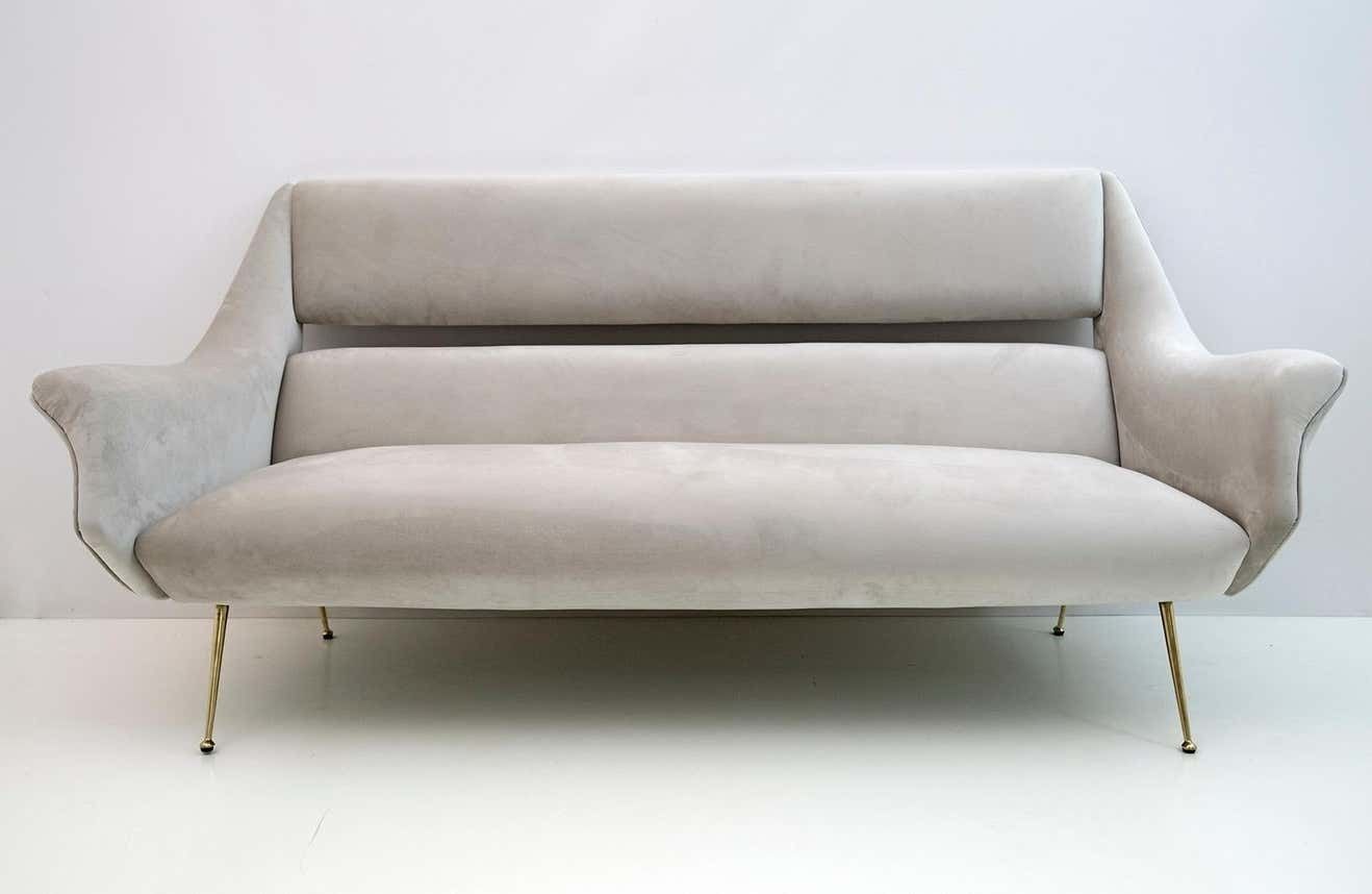 Gigi Radice Mid Century Modern Italian Velvet Sofa For Minotti, 1950s photo furniture