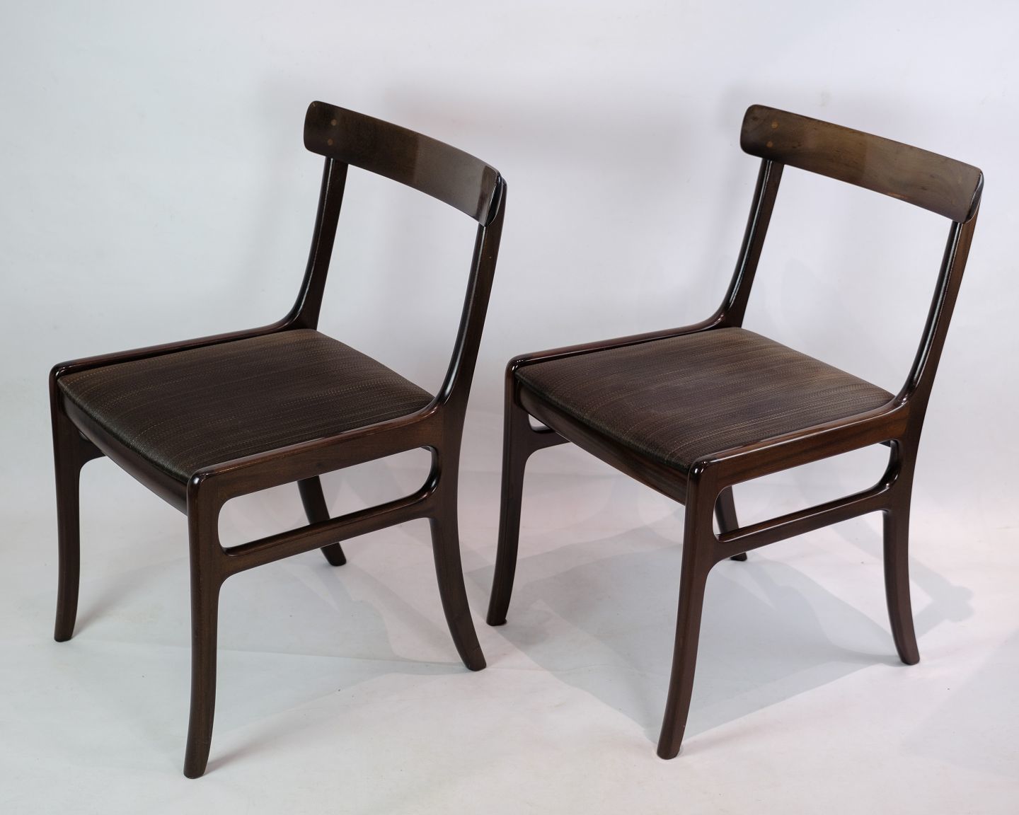 Set Of Two Mahogany Rungstedlund Chairs By Ole Wancher For Poul Jeppesen's Furniture Factory