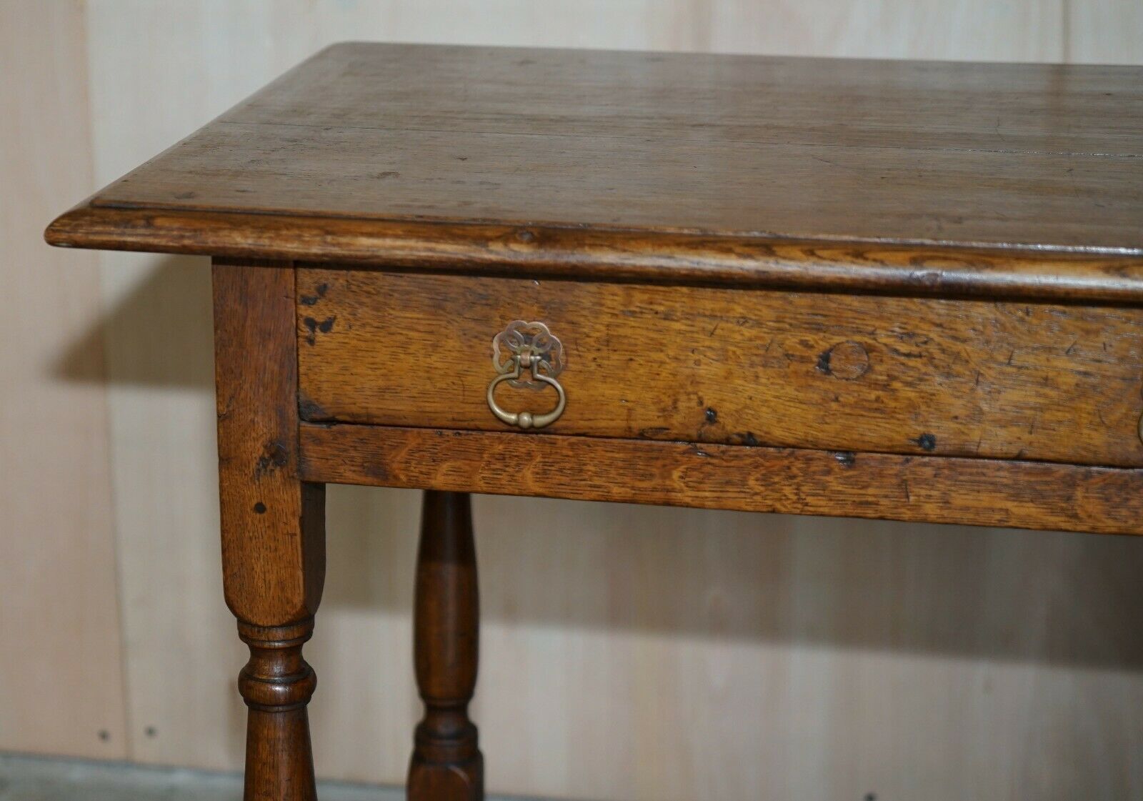 Antique Circa 1700 English Oak Jointed Lowboy Side Table With Single Drawer photo for sale