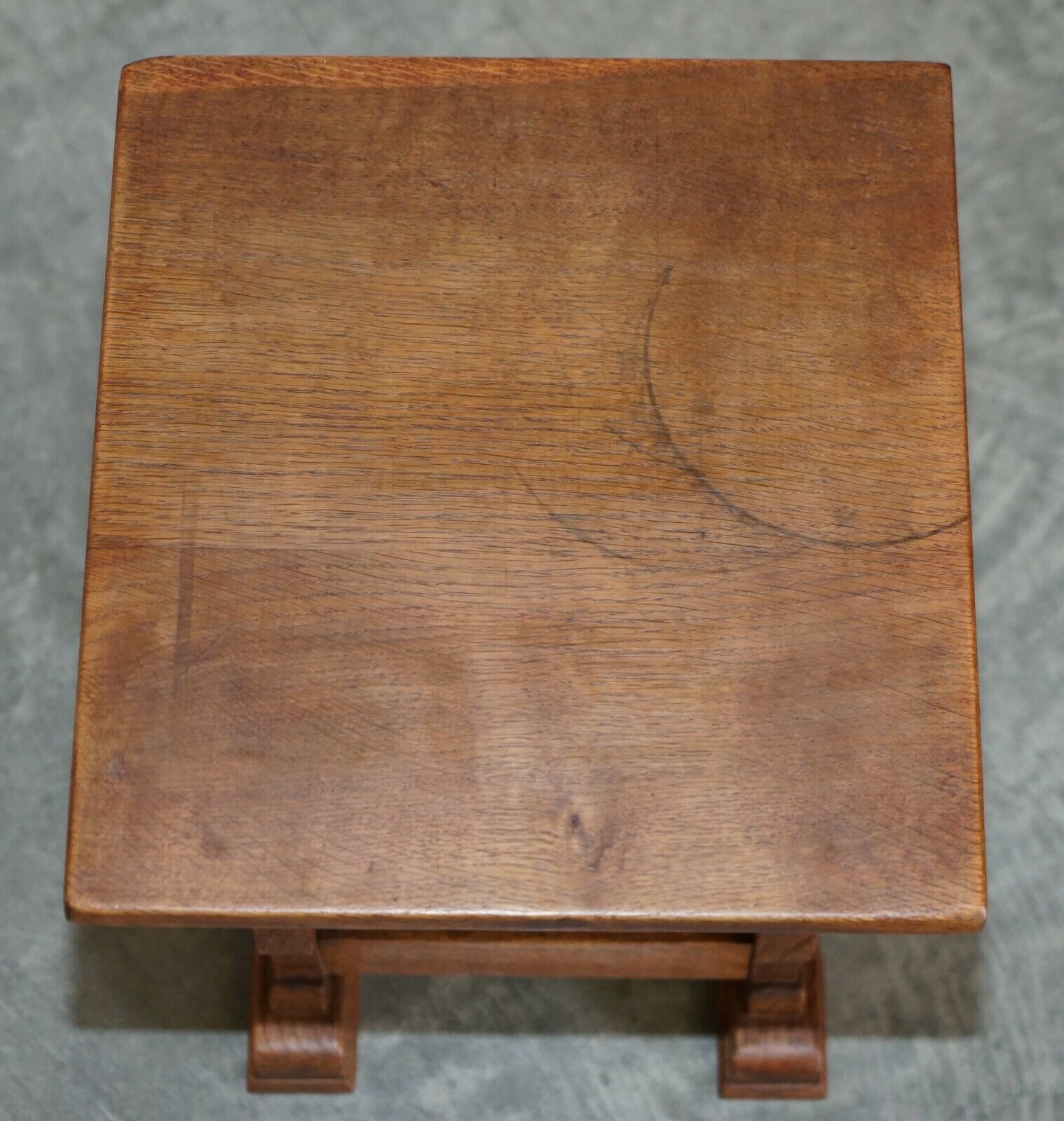 950.0 Solid English Oak Nest Of Three Large Side End Lamp Wine Occasional Tables photo