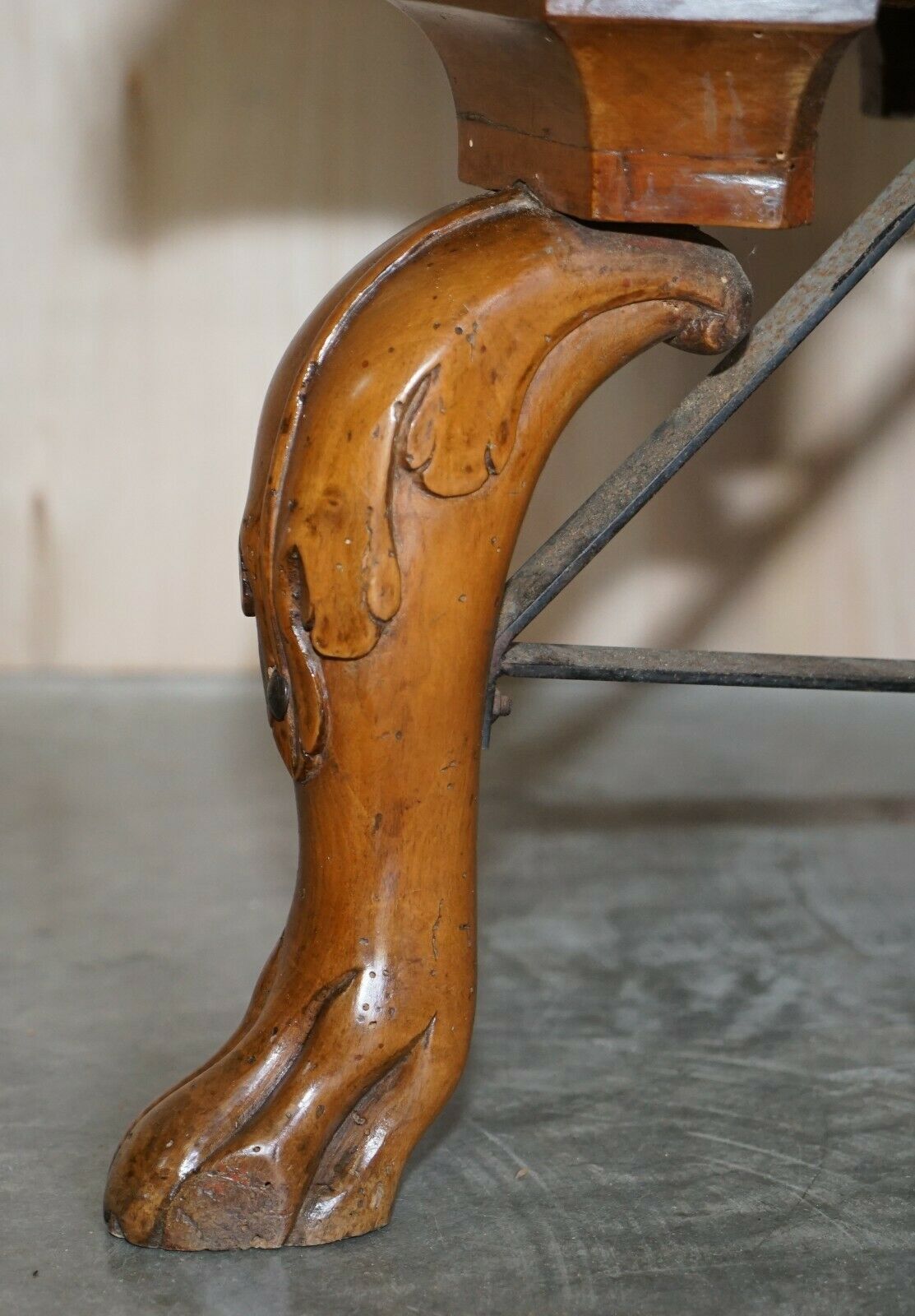 photo furniture Antique Dolphin Arm Venetian Grotto Swivel Brown Leather Chesterfield Armchair