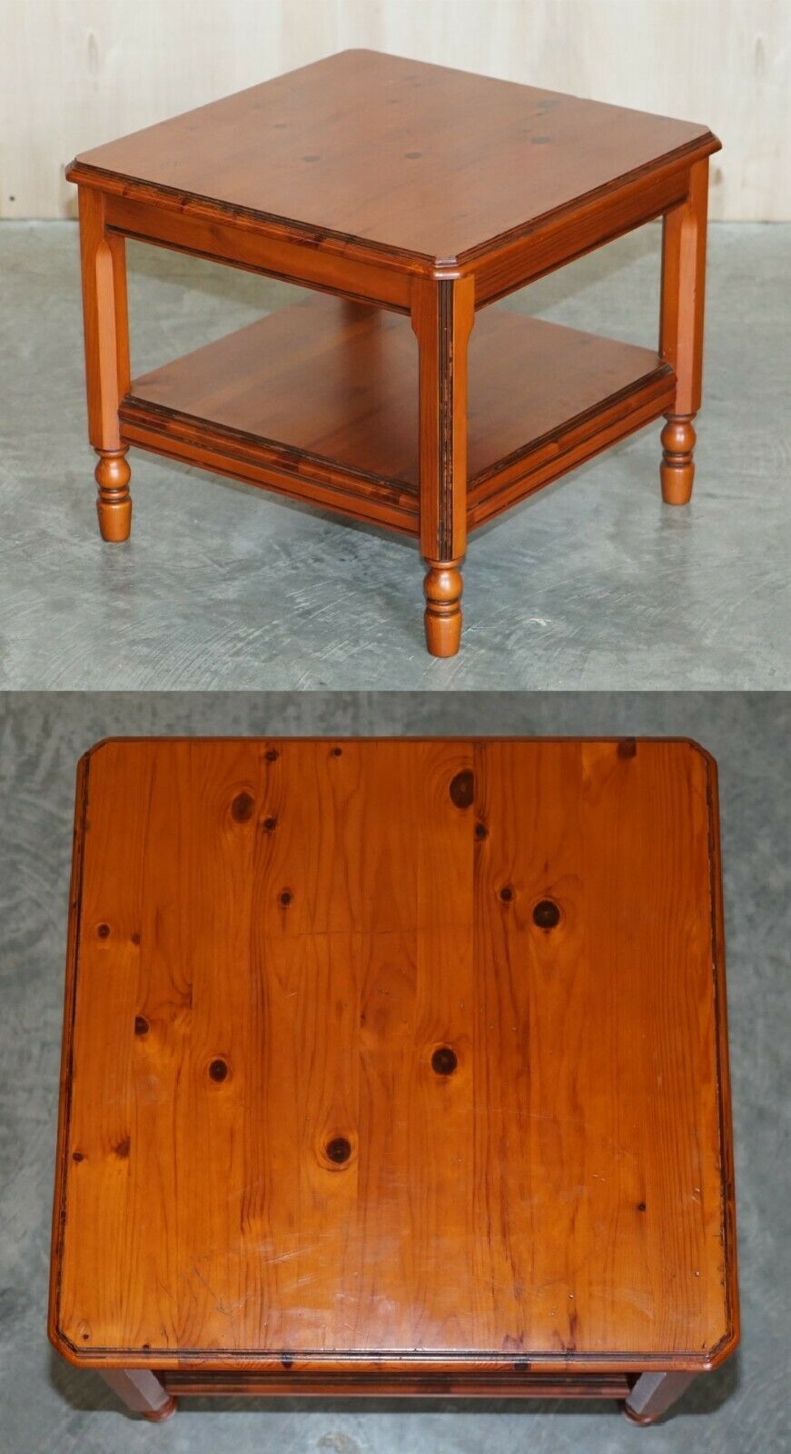 Lovely Vintage Knotty Pine Wood Side End Lamp Wine Table