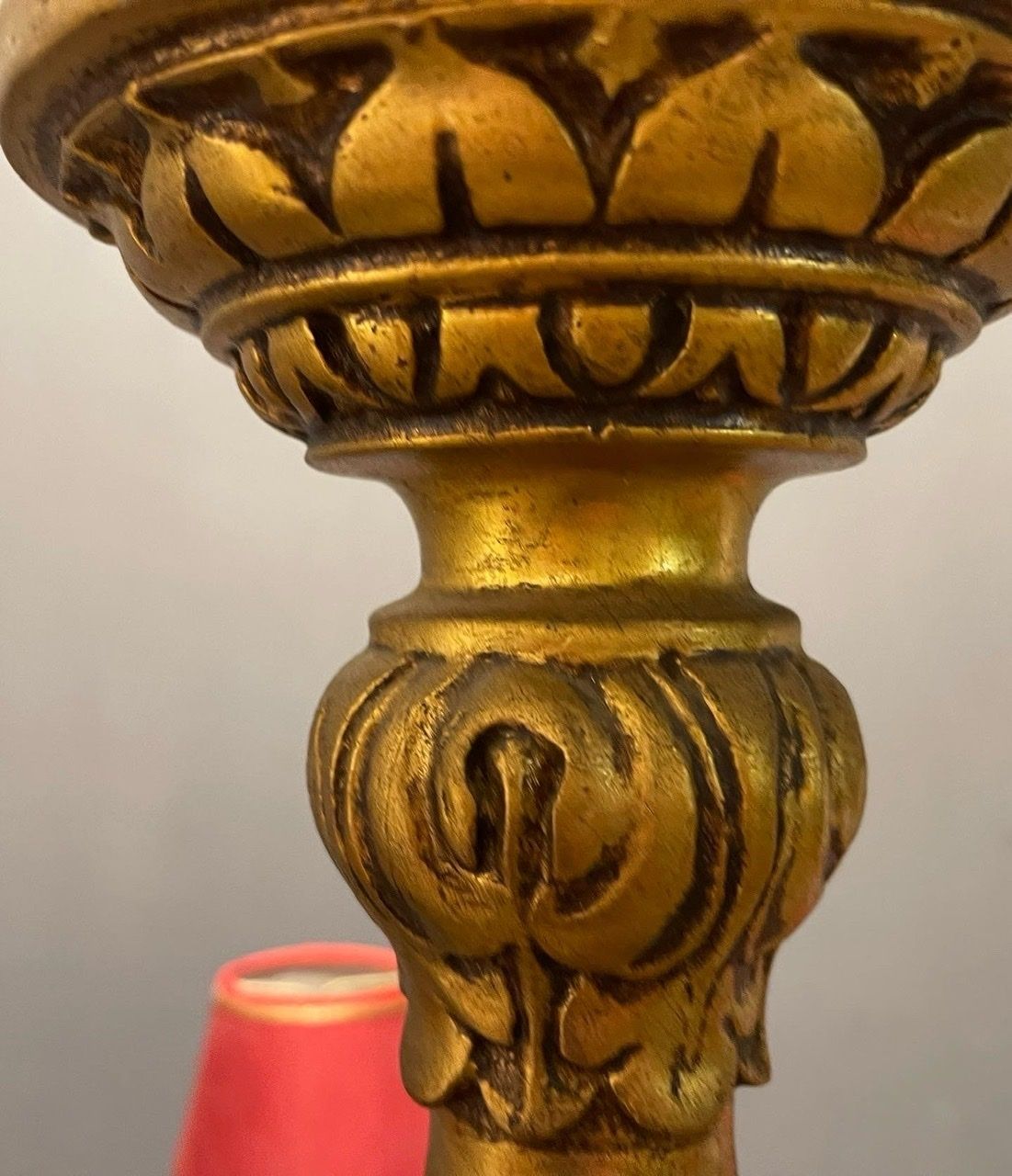 Italian Large Gold Gilded Wooden Chandelier photo for sale