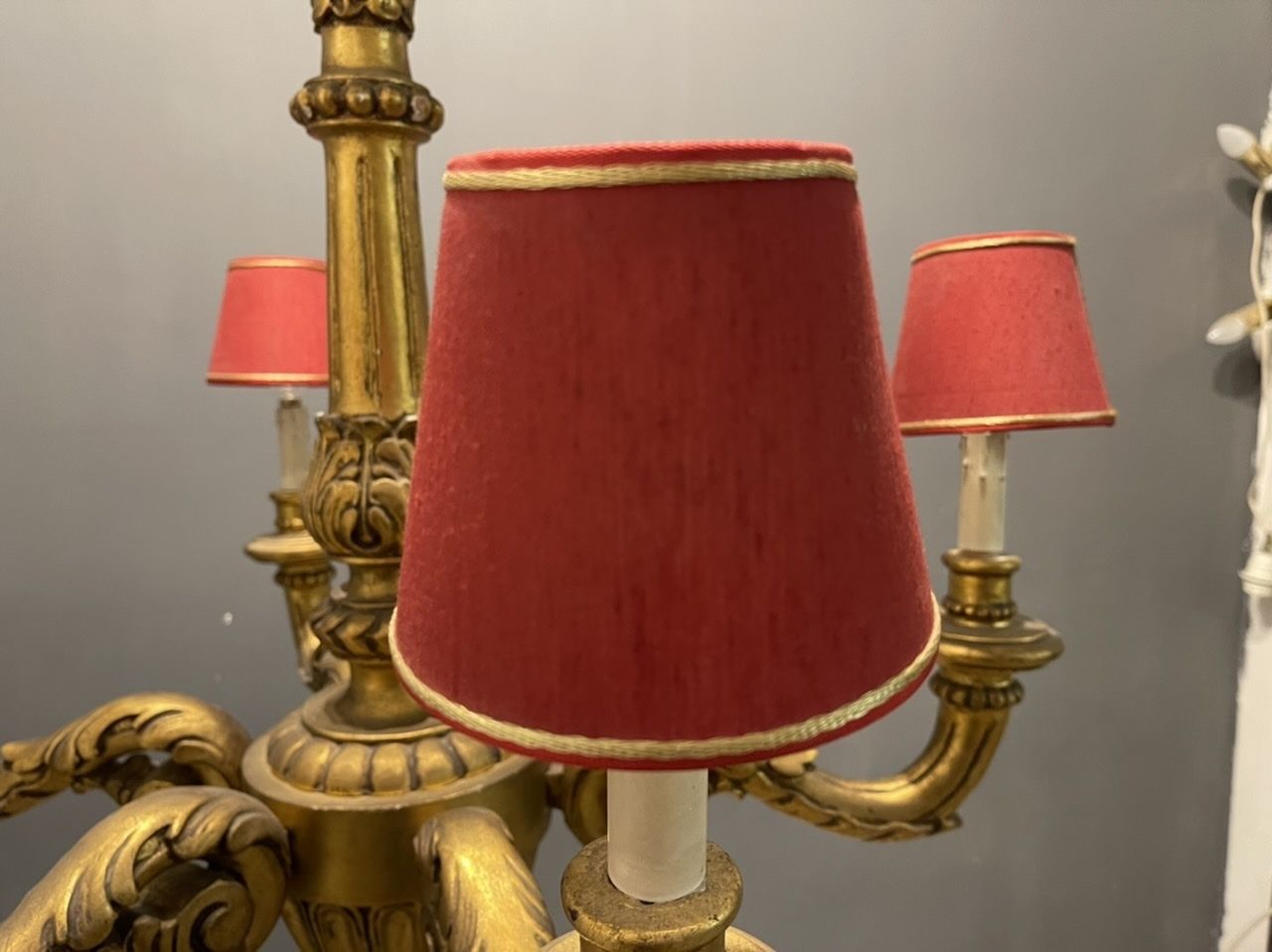 photo furniture Italian Large Gold Gilded Wooden Chandelier