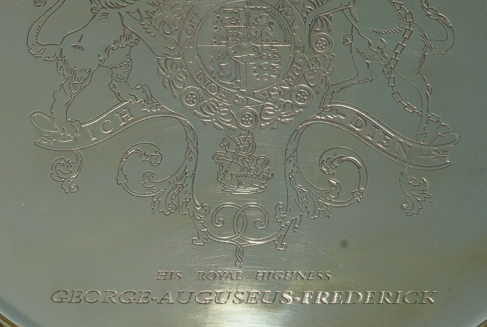 photo for sale 1 Of 4 King George Auguseue Frederick Arms Gilt Sterling Silver Plated Trays
