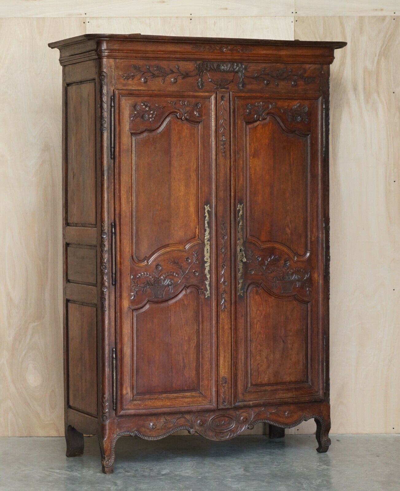 Antique 1844 Carved & Dated Large Wardrobe Armoire With Expertly Crafted Panels photo furniture