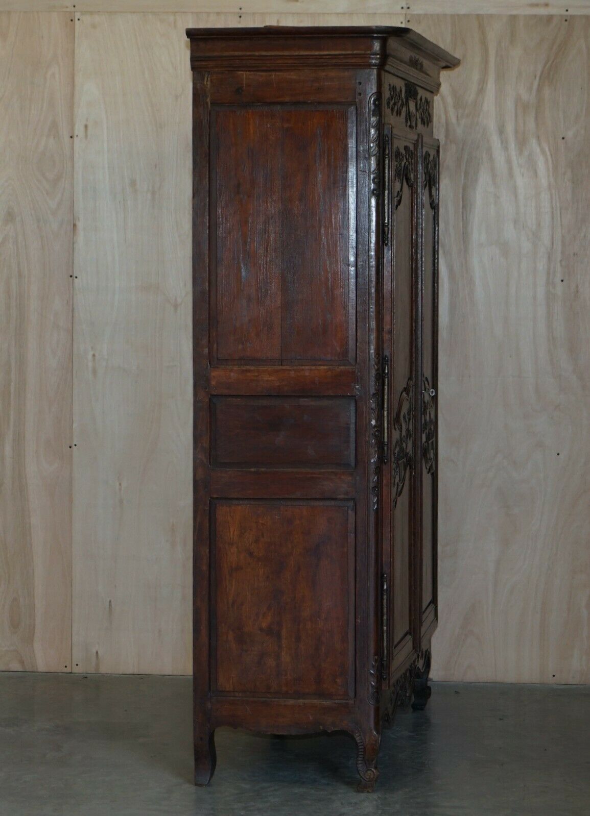 Furniture Antique 1844 Carved & Dated Large Wardrobe Armoire With Expertly Crafted Panels photo