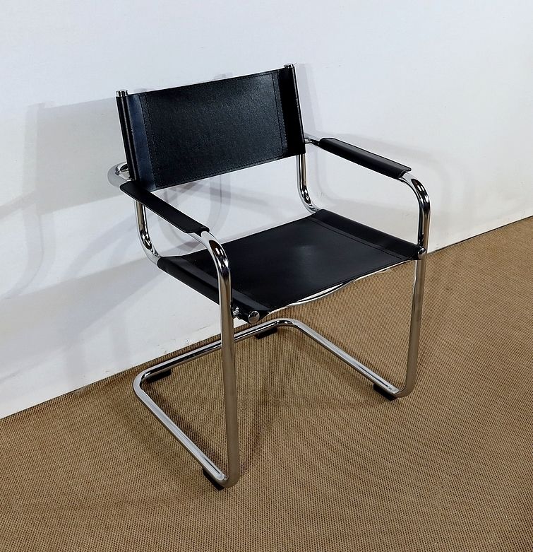 Pair Of Leather Armchairs After M. Breuer – 1970s photo vintage