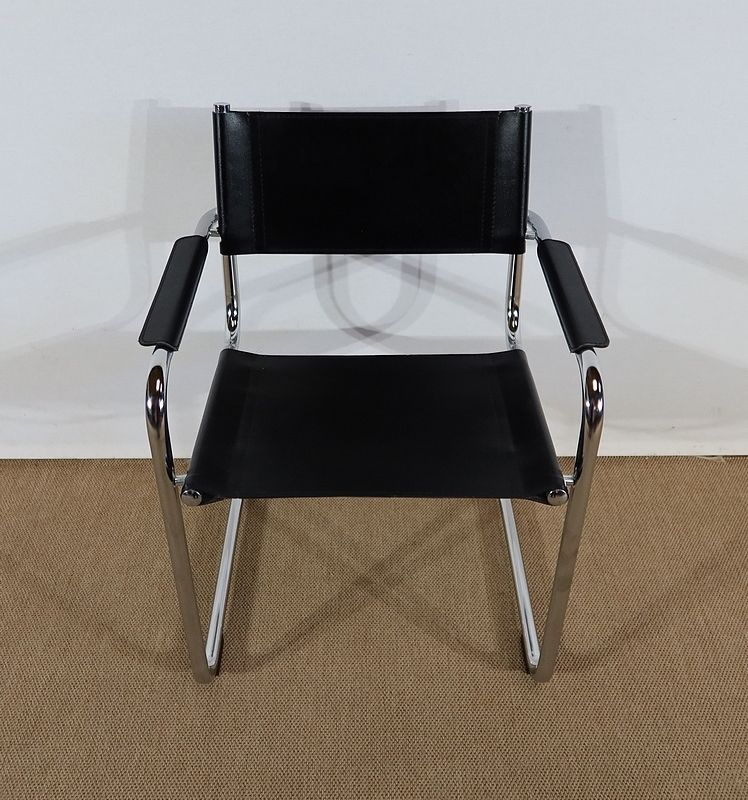 photo for sale Pair Of Leather Armchairs After M. Breuer – 1970s