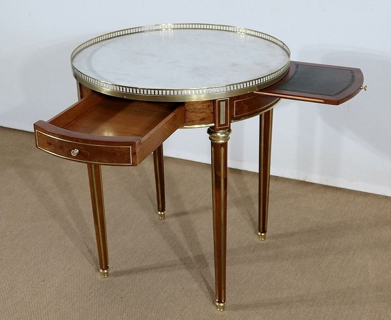 photo vinterior Bouillotte Table In Mahogany And Carrare Marble, Louis XVI Style – Mid 19th Century