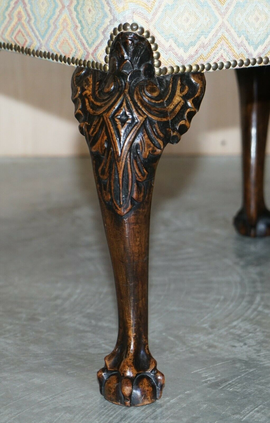 Antique 1 Of 2 18th Century Circa 1780 Georgian Claw & Ball Carved Walnut Stools photo 2950.0