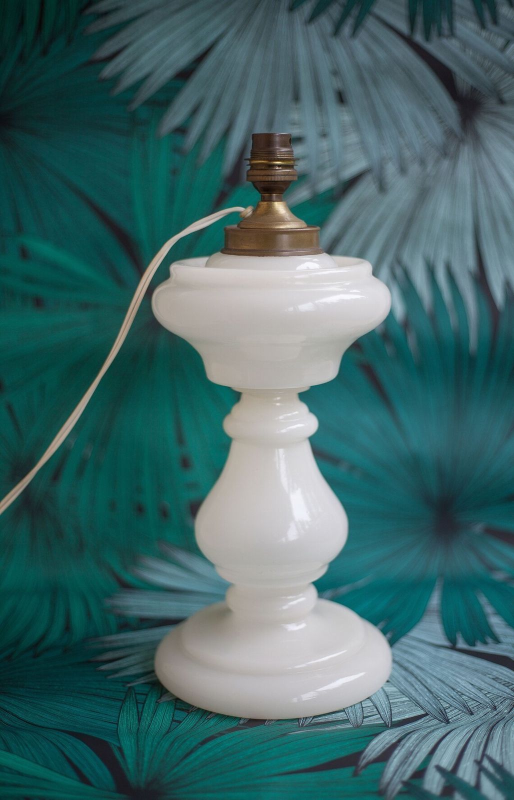 Opaline Glass Lamp Foot, Opaline Lamp, Living Room Lamp, Table Lamp, White Opaline, Interior Decoration, Opaline Lamp photo for sale