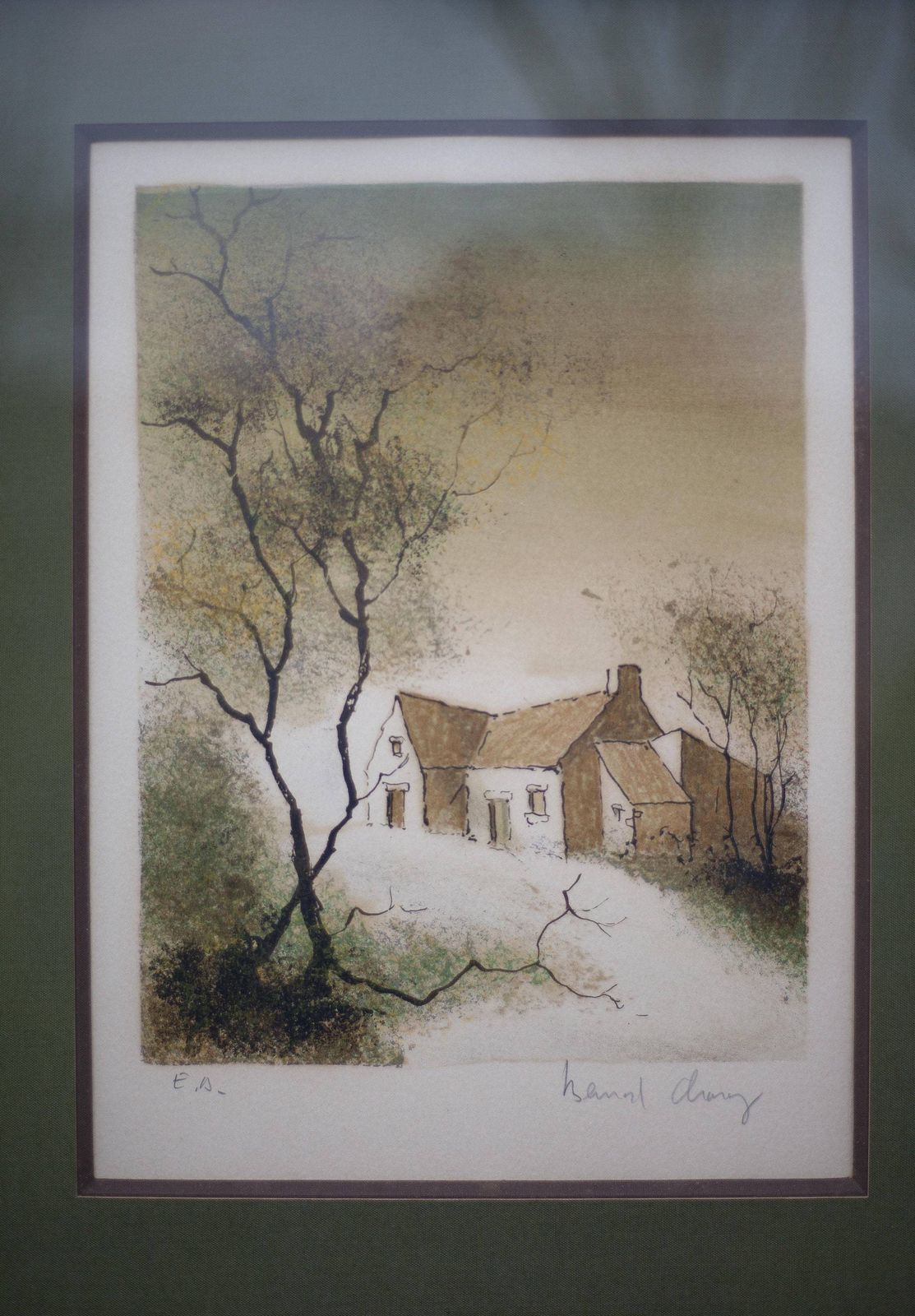 Vintage Painting, Lithograph Signed Bernard Charoy, Landscape, Wall Decoration, Wall Art, Home Decor, 70/80's photo for sale