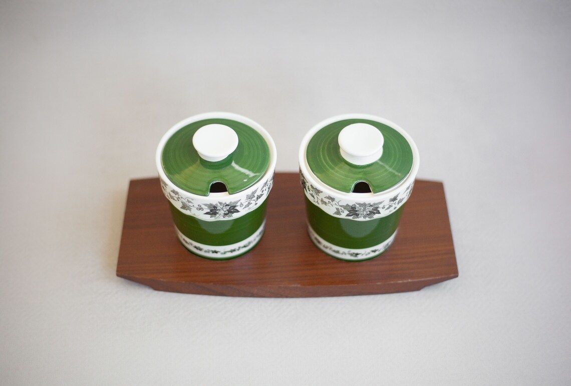 Villeroy And Boch Mettlach Saar Made In Germany Nubia Model Condiment Display Ceramic Pot Tableware Condiment Set 50's photo furniture