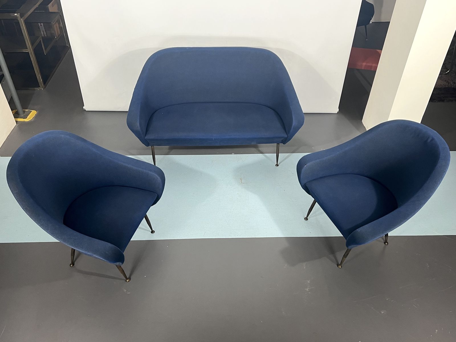 Furniture Mid Century Modern Loveseat And Armchairs By Gastone Rinaldi From 50s photo