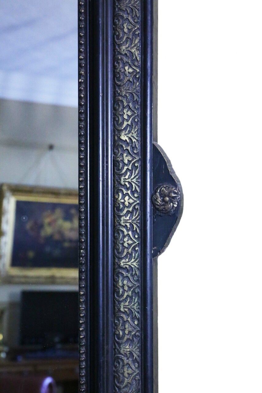 19th Century Large Quality Ebonised And Gilt Wall Mirror Overmantle photo Home Decor