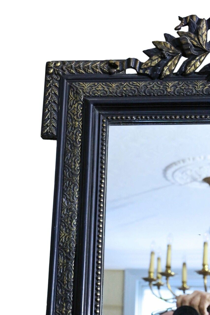 19th Century Large Quality Ebonised And Gilt Wall Mirror Overmantle photo 1695.0