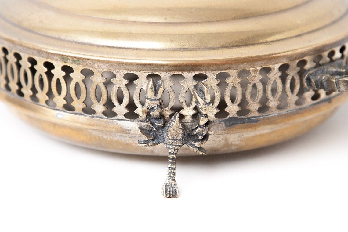 Vintage Dish Presentation Dish Brass Dish Lobster Dish Lobster Crustaceans Seafood Cuisine Festive Dish Brass Lobster Dish photo furniture