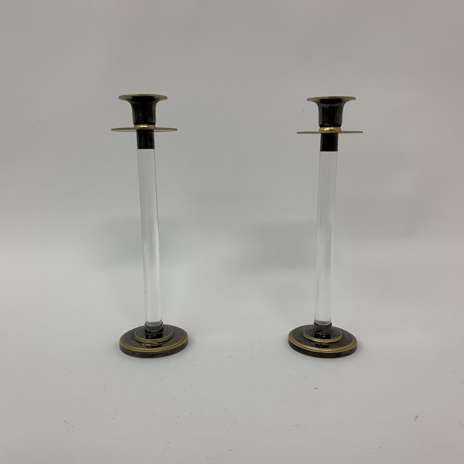 Set Of 2 Caravell Lucite Candle Sticks , 1970’s