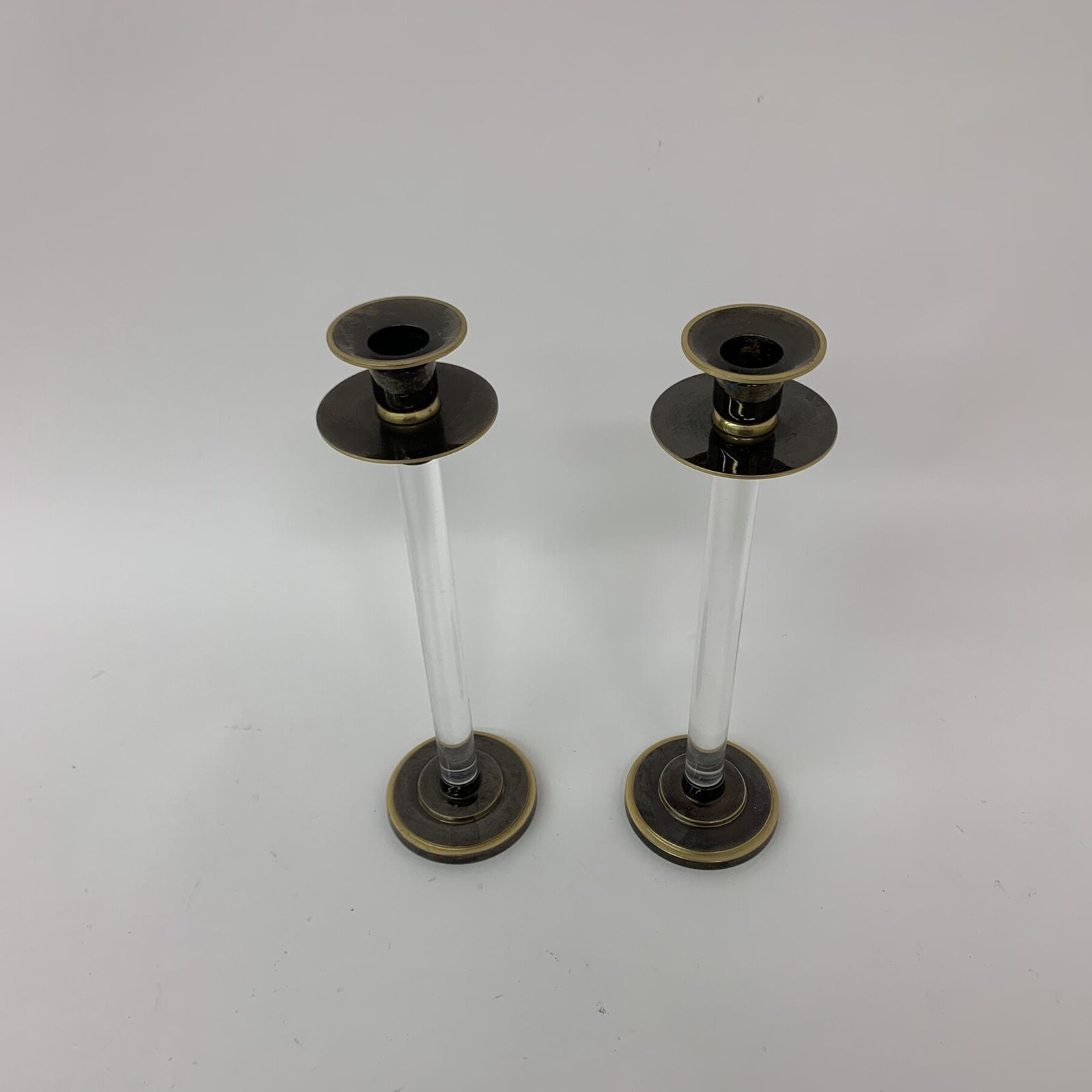 Set Of 2 Caravell Lucite Candle Sticks , 1970’s photo for sale