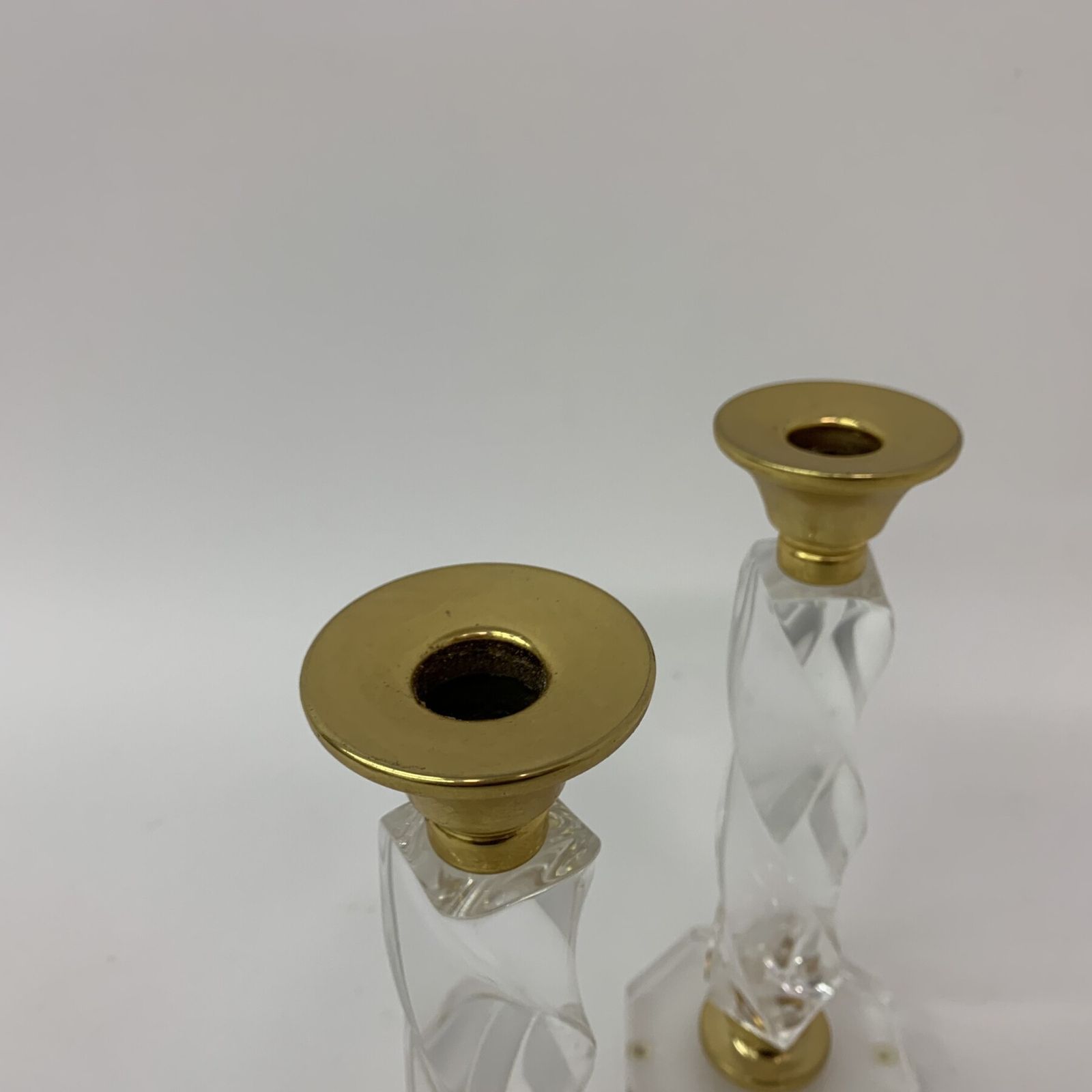 photo furniture Set Of 2 Lucite Twisted Candle Sticks . 1970’s
