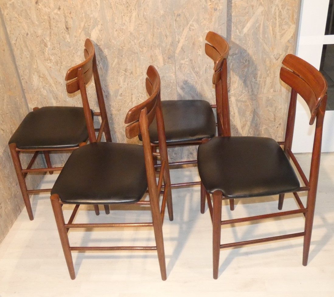 Mid Century Italy Rosewood Table With 4 Chairs Set photo vinterior