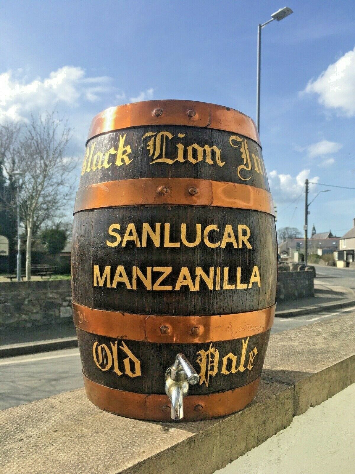 Stunning Black Lion Inn Sherry Pub Display Barrel Cask Keg Stool Plant Pot Stand photo furniture