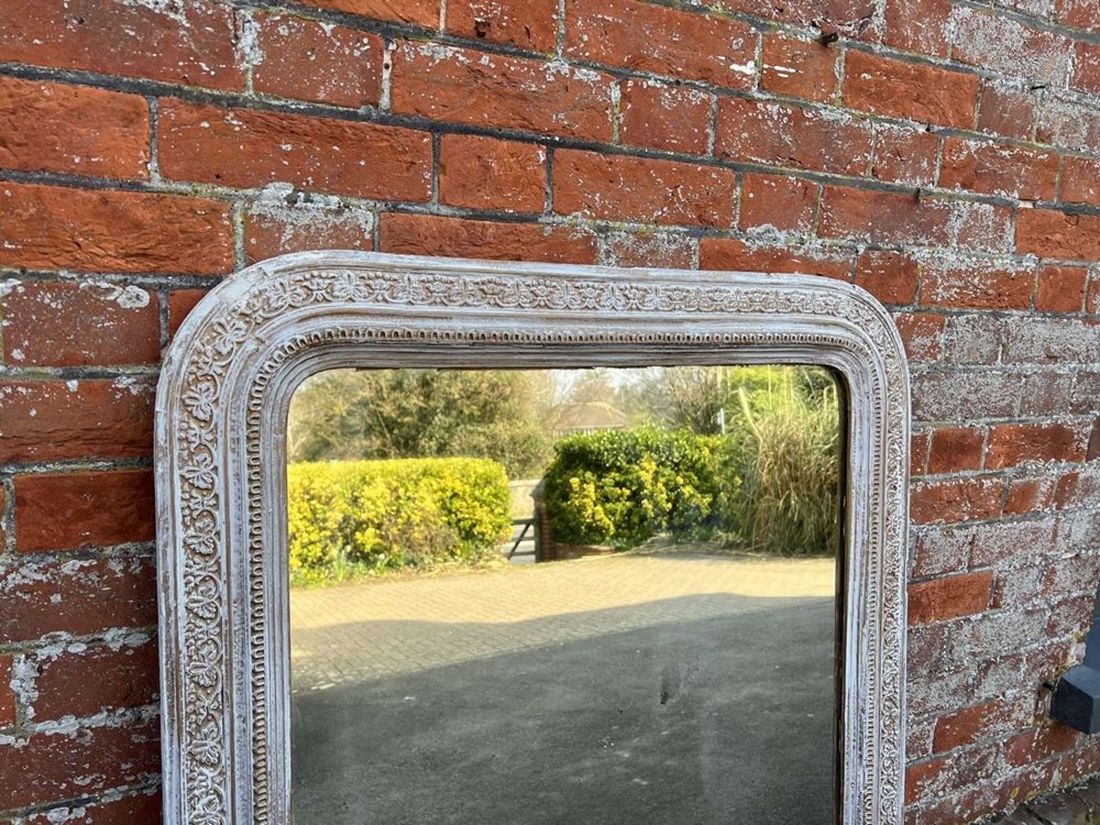 A Wonderful Large Antique French 19th C Arched Top Painted Mirror photo 750.0
