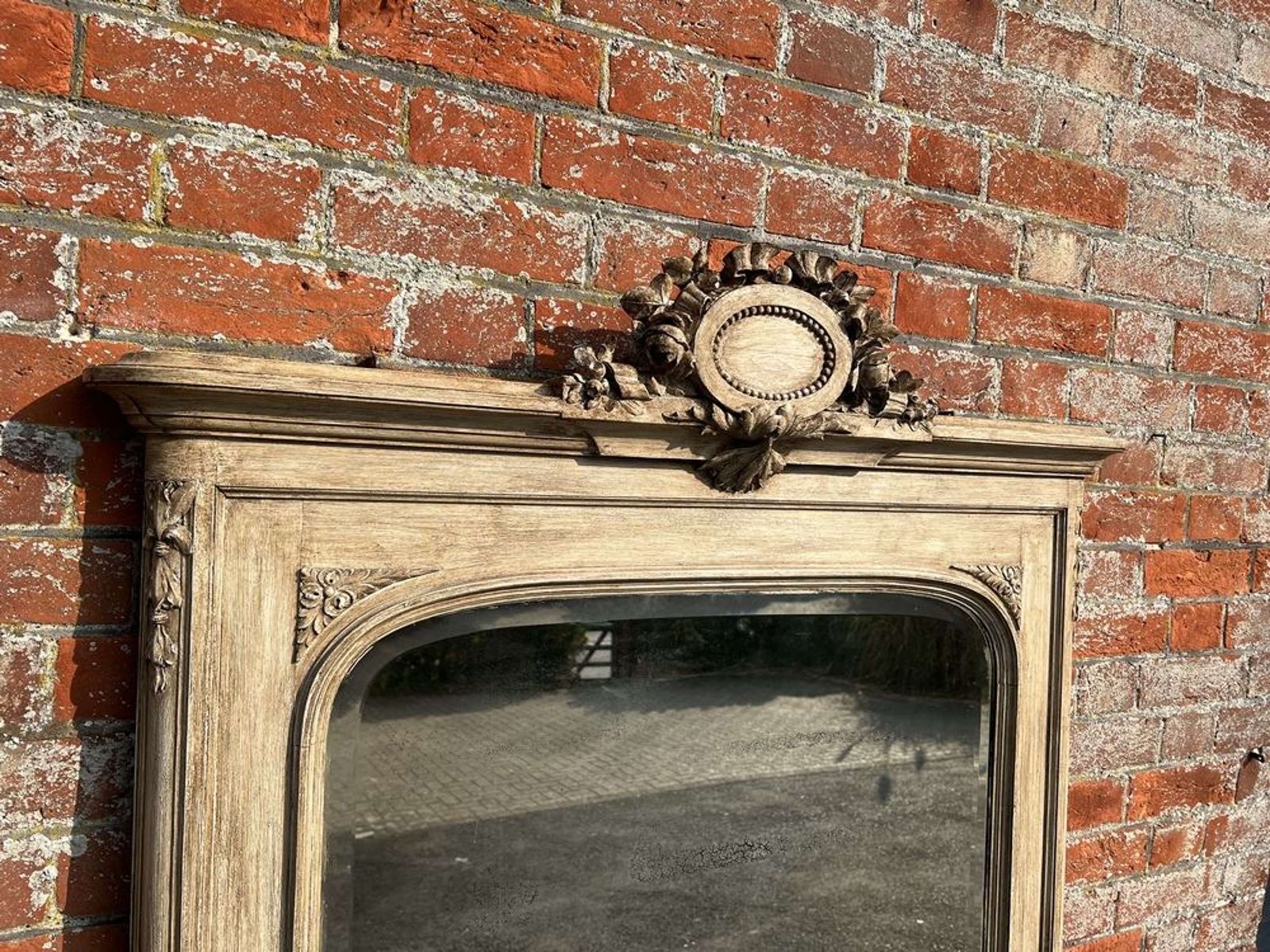 A Superb Large Antique French 19th Century Carved Wood Painted Mirror. photo Home Decor