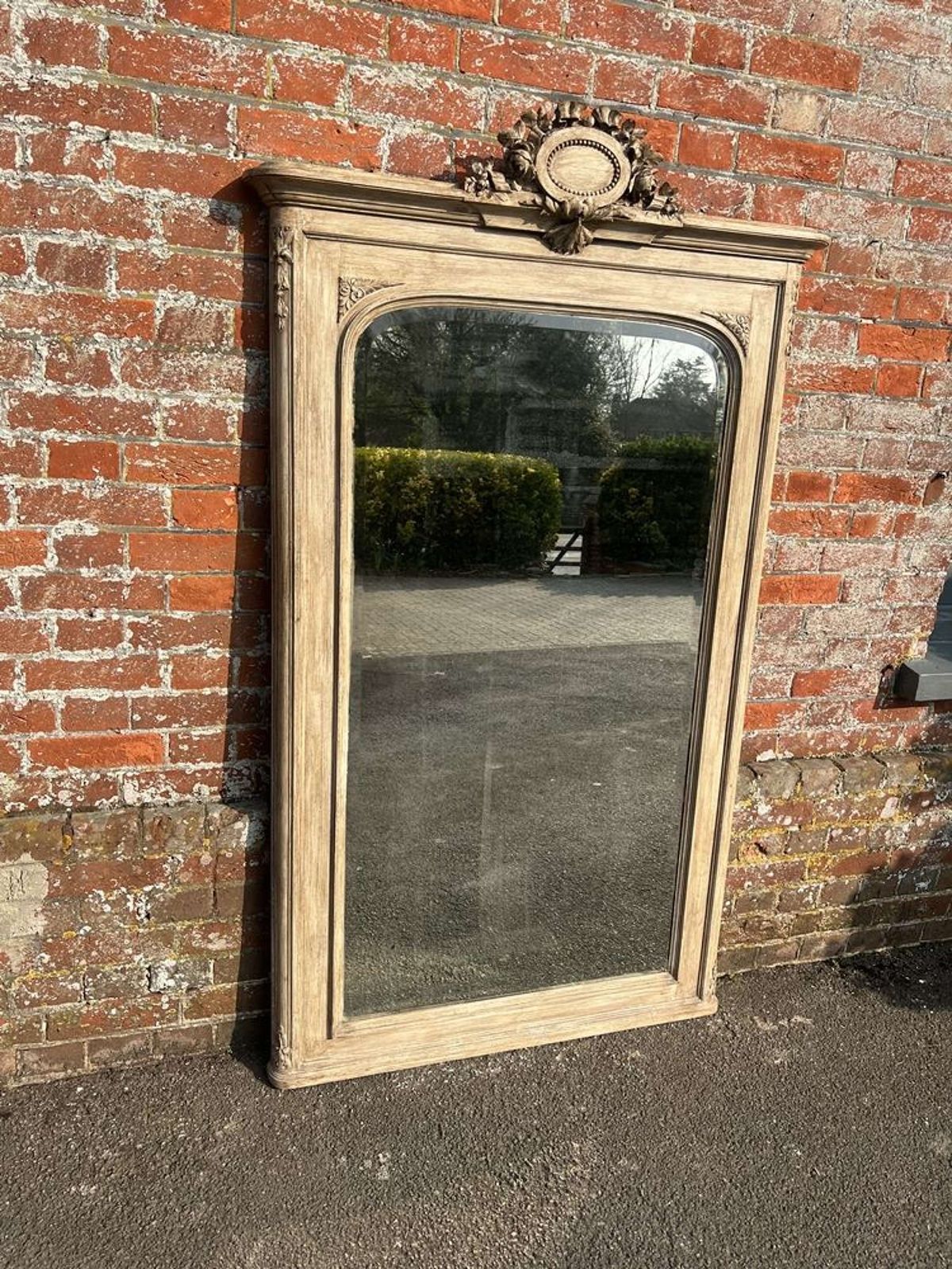 A Superb Large Antique French 19th Century Carved Wood Painted Mirror. photo buy