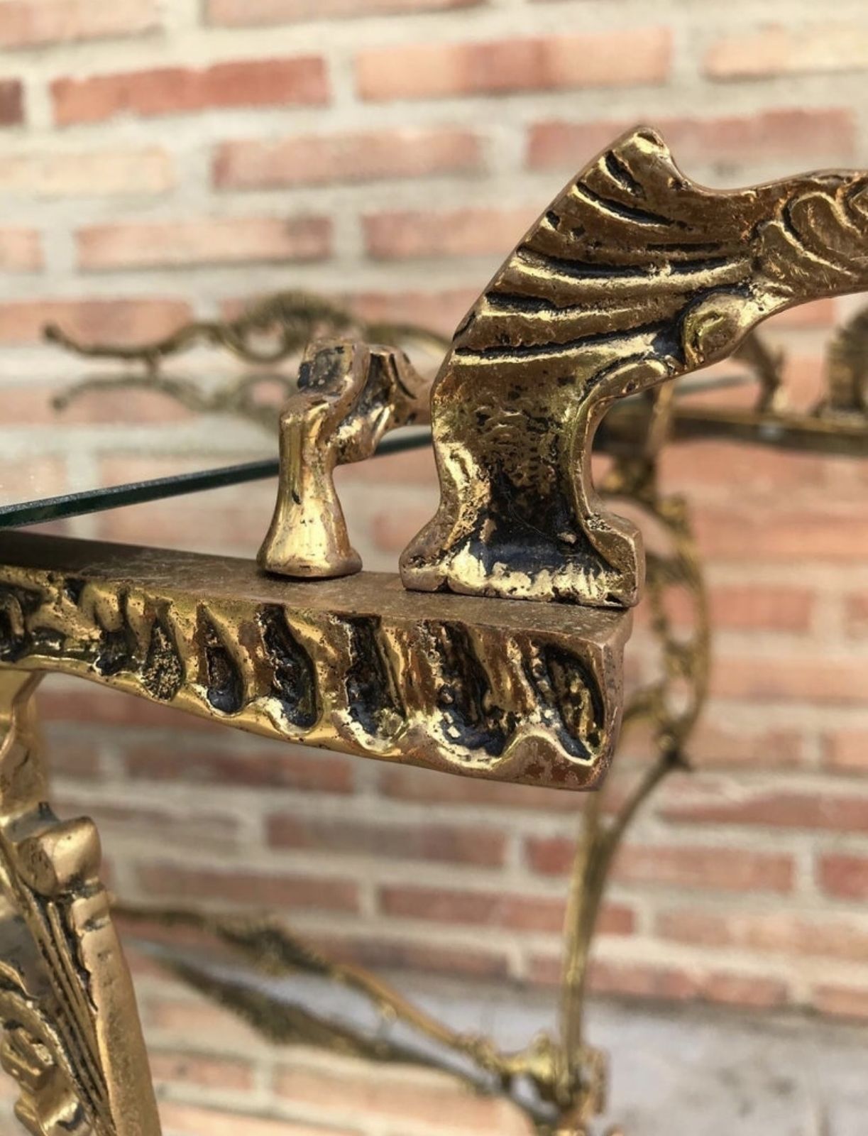 Baroque Style Brass Two Tier Bar Cart, 1950s photo Furniture