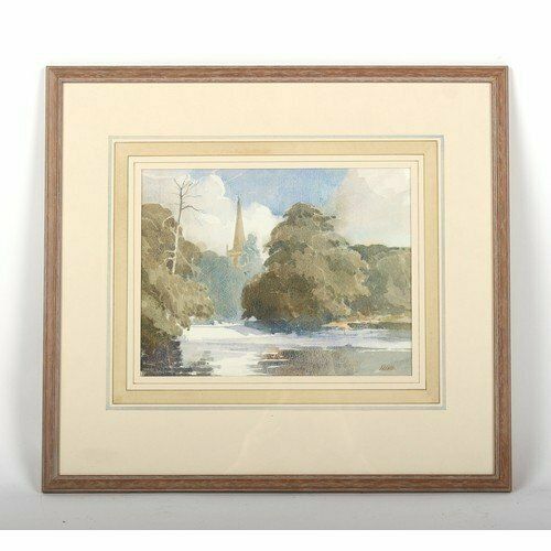 Holy Trinity And Weir, River Avon Watercolour Arthur Keene photo furniture