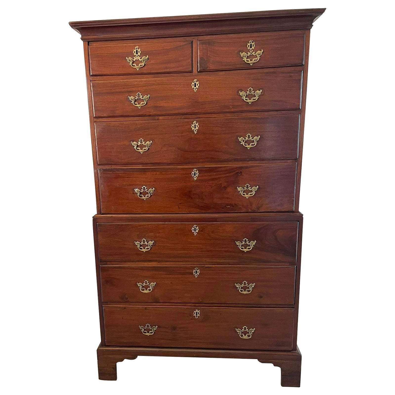 Magnificent Antique George III Mahogany Chest On Chest