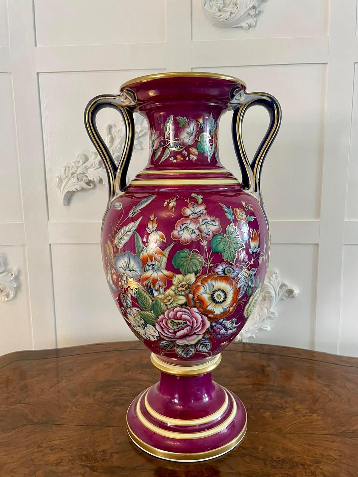 Exceptional Large Staffordshire Porcelaneous Twin Handled Vase photo furniture