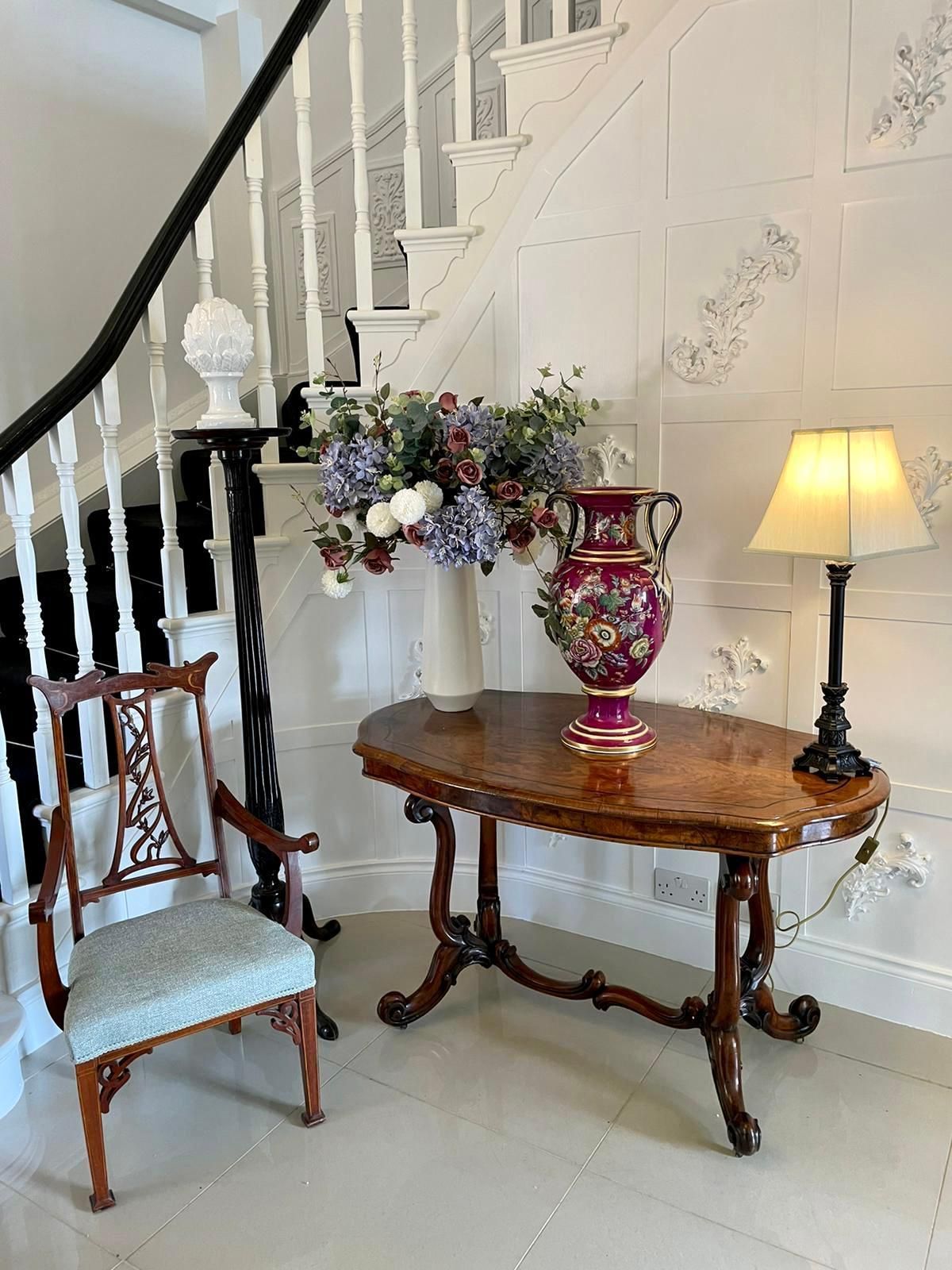 Exceptional Large Staffordshire Porcelaneous Twin Handled Vase photo for sale