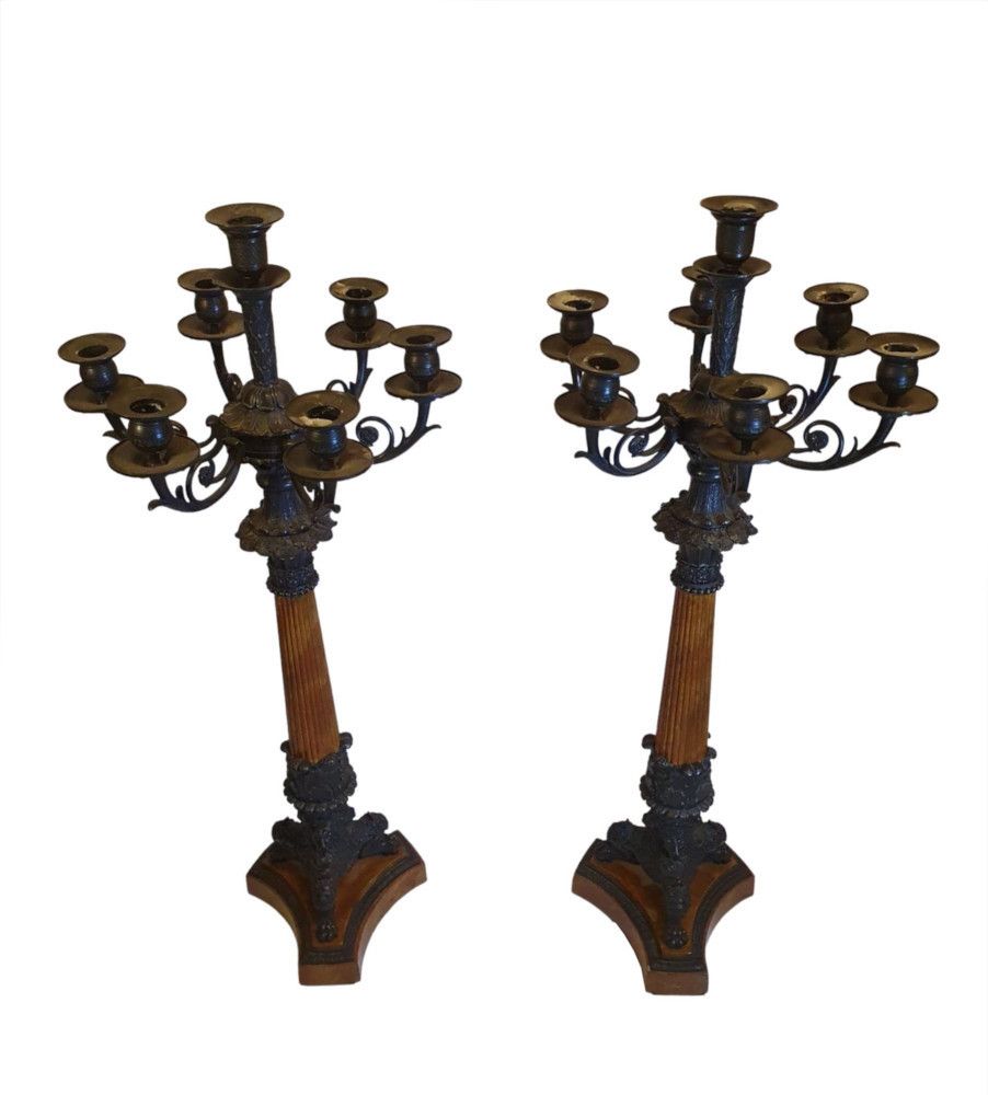 A Rare And Fine Pair Of 19th Century Bronze Candelabra In The Empire Style photo furniture