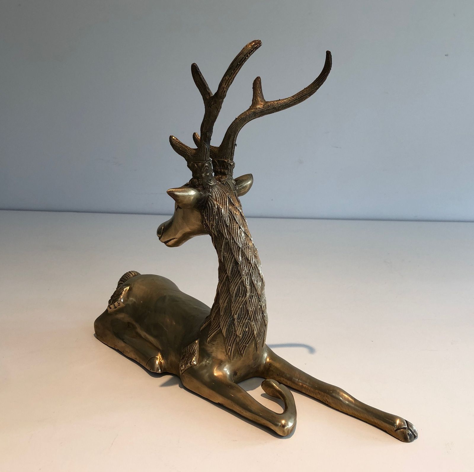 Recumbent Deer In Brass With Inlays photo furniture