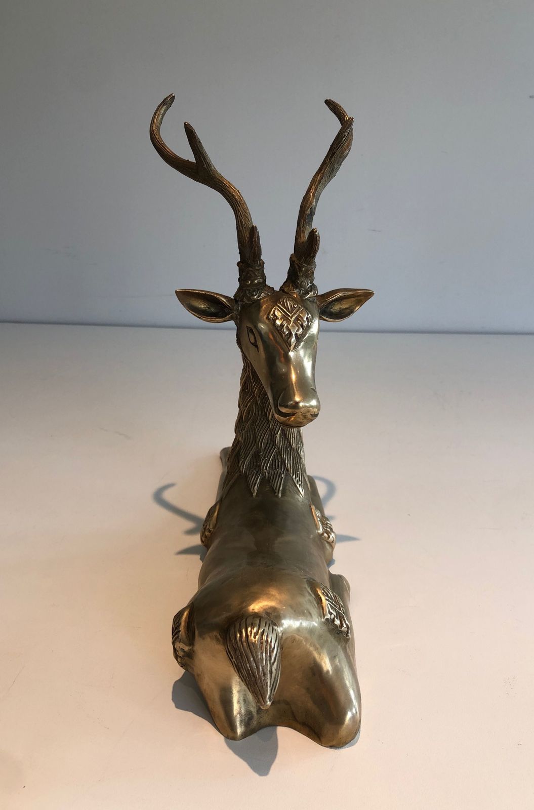 Recumbent Deer In Brass With Inlays photo 850.0